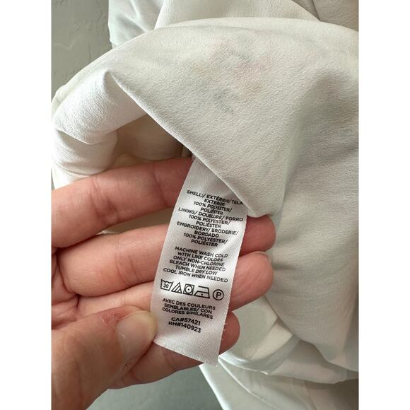 LOFT | Floral Eyelet White Yellow Pink Midi Skirt | Size 4 - Picture 7 of 7